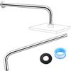 NAKIHOUSE Braccio doccia, 40 cm, in acciaio inox, braccio rotondo da parete per soffione a pioggia, montaggio a parete (soffione doccia incluso)