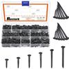 Rustark 1200 chiodi in metallo nero, 6 misure, kit assortito da 10 mm, 13 mm, 16 mm, 19 mm, 22 mm, 25 mm, chiodini per scarpe, scarpe, stivali, tacchi, suole, sostituzione riparazione