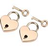 Walfront 2pcs Lucchetto con chiave, a forma di cuore scheletro chiave con serratura, zinco metallo lucchetto per bagagli Diary Jewelry Box Rose Gold