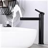 HOMELODY Rubinetto da bagno nero alto con beccuccio girevole a 360° - Rubinetto in acciaio inox con altezza di uscita 215 mm - Miscelatore monocomando per lavabo nero opaco per lavello