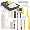 LOMUG Set di rulli colorati con asta telescopica, set da 18 pezzi con asta telescopica da 1,2 m, rotolo da pittura da 23 cm + 11 cm, pennello, raschietto e vaschetta per vernice, rullo da parete per