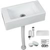 AYYDS Lavabo in plastica, semplice lavello in plastica con tubo, tappo di scarico per giardino, garage, cantina, camper (bianco, 40 x 20 cm)