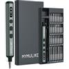 MYMULIKE Cacciavite elettrico di precisione da 3,7 V, punte magnetiche 60 in 1, max 3 N.m, stoccaggio magnetico - grigio