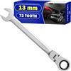 MONTERAL Chiave a Cricchetto 13 mm 72 Denti - Chiave Inglese a Cricchetto Realizzato in Acciaio Legato CrV - Consente di Lavorare con Angolo Compreso tra 0° e 90