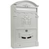 Amig - Cassetta postale da esterno in stile classico | Armadietto postale per pareti, pareti o recinzioni | 40,5 x 25,5 x 8,5 cm | Alluminio | Include viti | Colore bianco