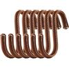 Brute Strength - Ganci a forma di S avvolti in pelle pieno fiore - 6 pezzi - Cognac - 10 cm di acciaio inossidabile Ganci da appendere per cucina, officina, bagno