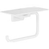 hansgrohe AddStoris - Portarotolo con mensola, portarotolo per montaggio a parete, porta carta igienica, fissaggio nascosto, accessori bagno, bianco opaco, 41772700