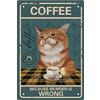 CREATCABIN Cat Coffee Sign Vintage Funny Cat Metallo Targa in Metallo Poster Retro Why Murder Is Wrong Decorazione Parete Dipinti d'Arte per Cucina Domestica Bagno Cafe Bar Pub Decorazioni 30x20cm