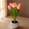 Richaa Lampada a tulipano rosa, luce notturna con 6 tulipani floreali, lampada da tavolo per la festa della mamma, Natale, compleanno, regalo del Ringraziamento, per donne, fidanzate, nonne
