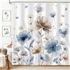 hometrixx Tenda Doccia Boho Primavera 180 x 200 cm Floreale Acquerello Fiori Margherita Blu Marrone Poliestere Impermeabile Tenda Vasca da Bagno con 12 Ganci Lavabile in Lavatrice per Casa Hotel