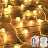 taiyongkang Catena luminosa con batteria e USB 12 m, 100 LED, sfere di cristallo con telecomando, 8 modalità lampeggianti, timer impermeabile, per matrimoni, campeggio, balcone, Natale, roulotte