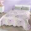 Delindo Lifestyle Copriletto 140x210 cm, per Letto Singolo, Romantica Coperta Patchwork Rosa Lilla, Trapunta Vintage in Stile Rustico, Morbida Trapunta Shabby Chic