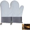 Ruikcoll Guanti da forno resistenti al calore, guanti da forno con superficie antiscivolo in silicone, 2 presine in silicone, interno in cotone, guanti in silicone grigio per la cucina