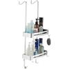 MOGFCT Mensola Doccia da Appendere Organizer da doccia da bagno sopra la porta portaoggetti da appendere in alluminio a prova di ruggine, ripiano da bagno con gancio antiruggine(argento)
