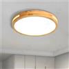 LAMPLAY Lampada Da Soffitto Rotonda In Legno, Ø30cm, Lampada LED A Luce Fredda, Legno Naturale Originale 6000K 18W, Design Con Cavità Laterale, Per Camera Da Letto Soggiorno Studio Cameretta Cucina