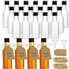 HOTUT Mini Bottiglie Per Liquore, 18PZ 50 ml Mini Bottigliette per Liquori, Bottiglie di Plastica Riutilizzabili Vuote Mini Bottiglie di Succo per Feste con Tappi a Vite, Etichette, Spago e Imbuto