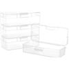 BENECREAT Scatola Contenitore In Plastica Rettangolare Da 4 confezione, Organizer Trasparente Da 16.3x6.6x4.6 cm con Coperchio Incernierato e Foro per Appendere Piccoli Accessori Artigianali
