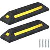 Relaxdays Fermaruota Garage, Set 2 Cunei Paracolpi Ferma Ruote Parcheggio Auto e Moto, HLP: 8,5x53x14,5 cm, Nero Giallo