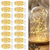 Friedwohl 16 luci a LED con batteria, 2 m, 20 LED, in rame, alimentate a batteria, micro filo impermeabile, per Natale, feste, interni, decorazione fai da te, bianco caldo