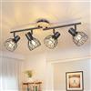 Kimjo Faretti LED Soffitto Legno, E14 Lampada da Soffitto con 4 Luci | Faretti da Soffitto con 4 Faretti, Moderno Plafoniera LED Soffitto Orientabili per Camera da Letto Soggiorno, Senza Lampadina