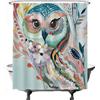 Ulticool Tenda da doccia - gufo uccello arte natura animali - 180 x 200 cm - lavabile - anti muffa - con 12 anelli - pastello