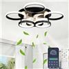 SXJCCSM 72W Ventilatore Da Soffitto Con Luce E Telecomando, Lampadario Ventilatore LED Silenzioso Dimmerabile con APP, Ventola con Design a Sei Anelli, 6 Velocità, Reversibili, Timer, Nero