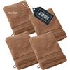 Schöner Wohnen Kollektion SCHÖNER WOHNEN Set di 4 guanti da bagno in spugna - Marrone - 16x21cm - Lavette Viso - salviette in 100% cotone - molto assorbente - Oeko-Tex - 500g/m2 - Hotel e B&B - qualità di lusso