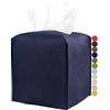 JESMINI - Custodia per fazzoletti in pelle quadrata - Porta fazzoletti con cintura inferiore - Blu Navy