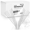 com-four® Punte Anti-piccioni da 9 Metri a 4 File, Acciaio Inossidabile 304 | antiruggine e resistenti - 36 x 25 cm con 72 clip per grondaie - repellente per uccelli - spaventapasseri