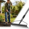 OLLIDOT Rastrello in metallo con 17 denti, rastrello da giardino resistente, 160 cm, con manico in acciaio inox, grigio