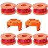 BaolijinMM 6 bobine WA0004 per tagliabordi automatici, compatibili con Worx, bobine per decespugliatore, con 2 coperture WA0010, sostituiscono CGT183A, CGT18LA1, WA0004, WG150, WG151
