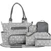 SONARIN Set di 7pcs Borsa Fasciatoio per Neonato,Borsa Cambio Multifunzione Borsa per Pannolini da Viaggio Borsa a Tracolla Borsa Maternità con Fasciatoio & Ganci per Passeggino(Grigio)