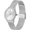 crystal blue Orologio da polso da donna in argento e acciaio inossidabile milanese, impermeabile, con zirconi trasparenti 86816