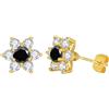 PAKORIO Orecchini a lobo PAKORIO 1 carato moissanite colorata per donne | Orecchini ipoallergenici placcati oro 14K in argento sterling | con confezione regalo(A-Nero)
