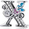 MUERDOU Charm in argento con lettera iniziale a forma di farfalla, per braccialetti Pandora, ciondoli fai da te, regali per donne, Smalto, Zirconie sintetico