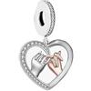 Mon & Sons Ciondolo commemorativo in argento Sterling 925 con scritta in lingua inglese Daughter, con ali d'angelo, giraffa, sorella, compleanno, cuore, in oro rosa, compatibile con braccialetti Pandora