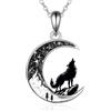 Wasee Collana con ciondolo Gatto Nero/Mamma Orsa/Pipistrello/Ragno/Zucca/Lupo/Sole e Luna/Tartaruga/Corvo per Donna in Argento Sterling 925 Collana Luna Crescente Festa della Mamma Natale Gioielli Gotici