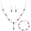 Clearine Zirconia gioielli per donne spose scintillanti goccia marquise pietra portafortuna collana orecchini bracciale per ballo di fine anno
