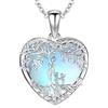 Odinstone Collana Albero della Vita in argento 925 Ciondolo Cuore Albero della Vita Pietra di luna Catena Famiglia Madre Due bambini Gioielli da donna Regali per mamma figlia