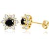 PAKORIO Orecchini a lobo PAKORIO 1 carato moissanite colorata per donne | Orecchini ipoallergenici placcati oro 14K in argento sterling | con confezione regalo(B-Nero)