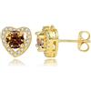 PAKORIO orecchini in moissanite colorata per donne, orecchini placcati oro 14K con perni in argento 925, Design a cuore, ipoallergenici per pelli sensibili(Marrone)