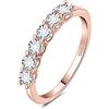 JewelryPalace 0.6ct Anello Half Eternity Donna Argento con Creato Moissanite, Anelli Donna 925 con 6 Pietre a Taglio Rotondo, Fede Nuziale in Oro Rosa Anello Matrimonio Set Gioielli Donna 9.5