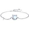 Bellitia Jewelry Bracciale Regolabile Donna Argento 925 Braccialetto Pietra di Luna & Zirconia Bracciali Gatto/Coniglio Gioielli Regalo Natale Compleanno Festa Della Mamma per Moglie Amiche Amica
