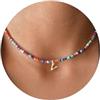 TINGN - Collana girocollo con perline colorate e iniziale, per ragazze e donne, realizzata a mano, stile bohémien, gioielli per ragazze e adolescenti