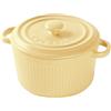 LUPATDY Ciotola da Forno in Ceramica con Coperchio 250 ml, Piatti da Soufflé, Pirottini con Manici per Torte, Carne, Verdure e Salse, Adatti per Friggitrice ad Aria, Forno, Microonde, Giallo