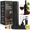 Maison Abodo Premium 5 in 1 Cavatappi Elettrico Ricaricabile, Apribottiglie Elettrico Professionale con Base di Ricarica, Taglia-capsule, Beccuccio Aeratore, Tappo per Vino, Cavo USB - Nero