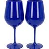 argentoè Calici Gioia in Plastica Rigida SAN 37cl - Infrangibili, Riutilizzabili, Lavabili in Lavastoviglie - Ideali per Vino, Champagne, Cocktail, Eventi, Giardino, Piscina, Barca (Set 2pz Blu)