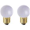 AMARCORDS - 2 Lampadine Led da esterno resistenti all'acqua, luce calda 2700K, vetro BIANCO tipo globetta, E27, 1W