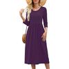 Heymoments Abito longuette casual da donna con maniche a 3/4, girocollo, linea a strati, fluido, alla moda, abiti lunghi con tasche, A02-viola Viola, S