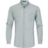 HISDERN Camicia Grigio Chiaro Uomo Manica Lunga Elegante Matrimonio Camicie Collo Coreana per Cerimonia Formale vestibilità Regolare Senza Stiro M